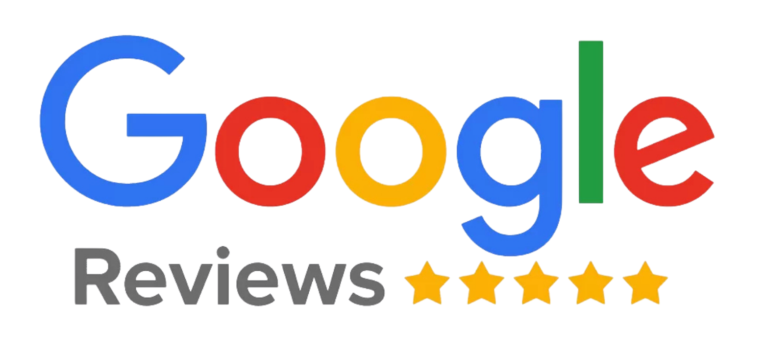 Google Reviews logo with five yellow stars.